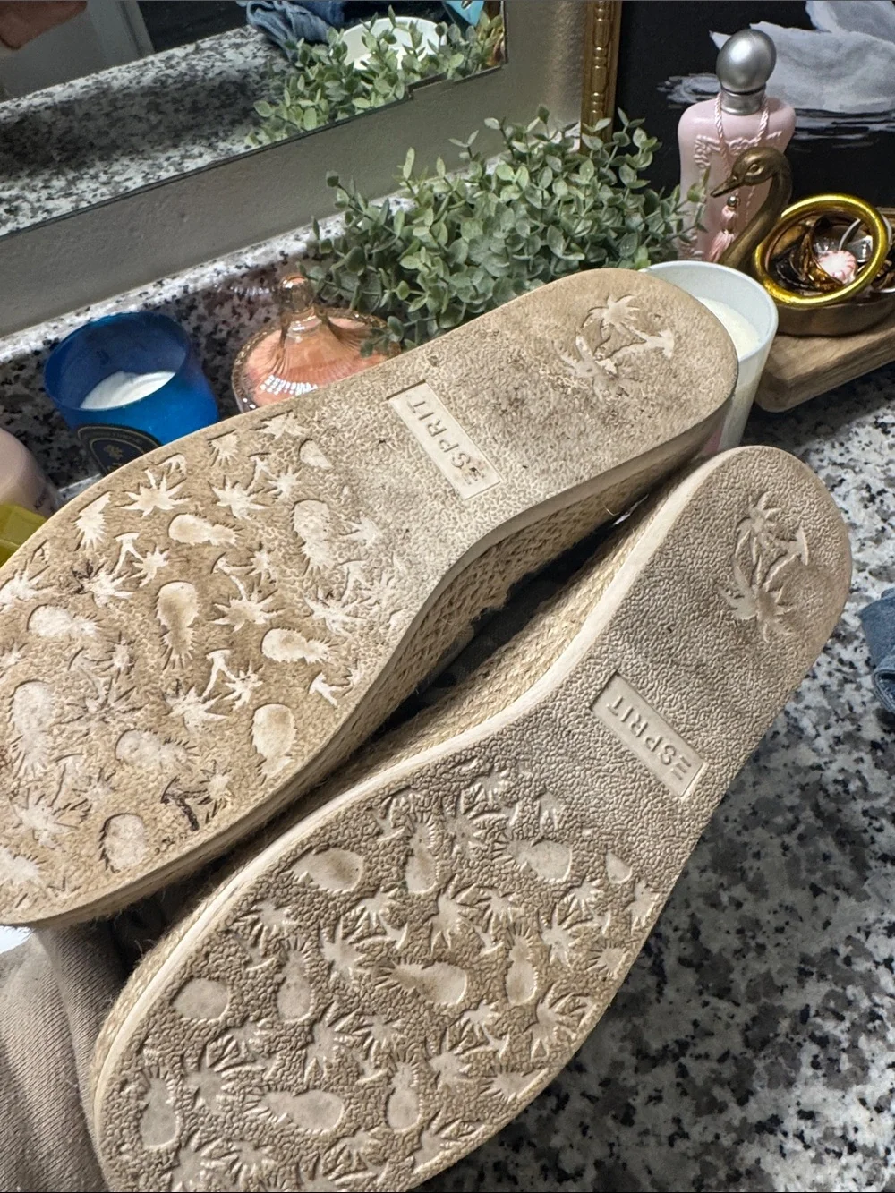 Esprit Camouflage Slip-On Espadrilles in Green and Tan